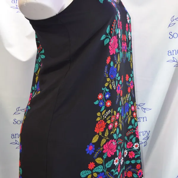Xhilaration Spaghetti Strap Dress, Floral Pattern on Black Size XL - Image 5