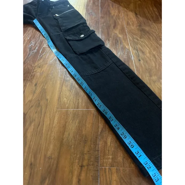 ZARA Slim Cargo JEANS Black GOTH GRUNGE PUNK 90s Size 0 Mid Rise XS NWT - Image 9