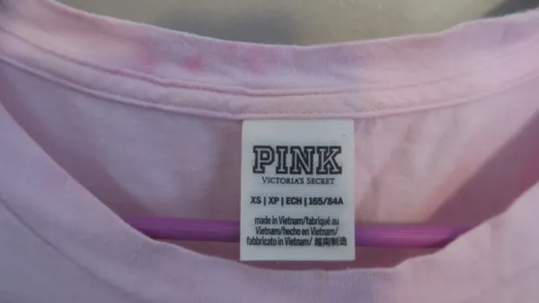 PINK Victoria's Secret tie dye short sleeve t-shirt with pocket in pink and black size XS. - Image 4