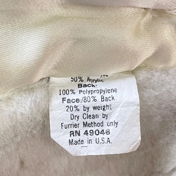 Vintage Womens Faux Fur Coat L/XL? Cream Chevron Shawl Collar Mobwife Glam USA - Image 7