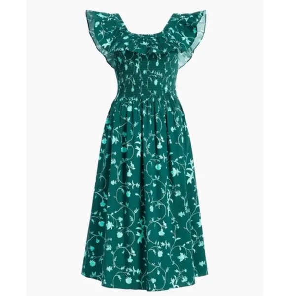 Hill House Akilah Midi Dress in Green Botanical - Image 2