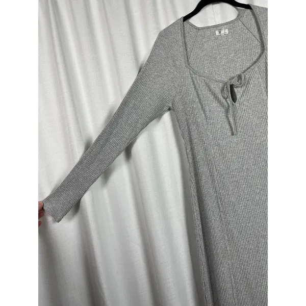 Aerie Gray Ribbed Knit Maxi Dress Sz.L - Image 10