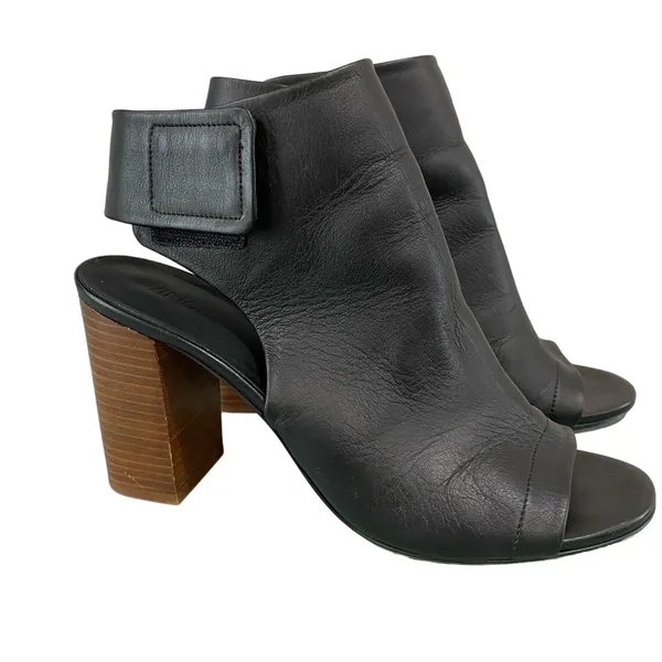 Vince Addie Black Leather Peep Toe Bootie‎ Heel Size 8.5 - Image 2