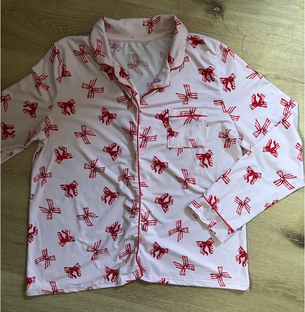 Tahari Pink Bow Print Pajama Set - Image 2