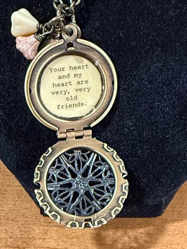Vintage Brass picture locket and charm necklace - Image 3
