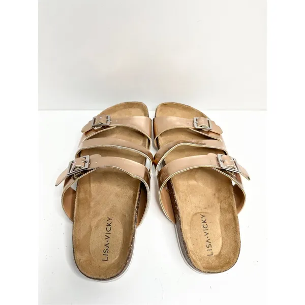 Lisa Vicky Sandals Womens Size 6 Rose‎ Gold Slip On Slides - Image 4