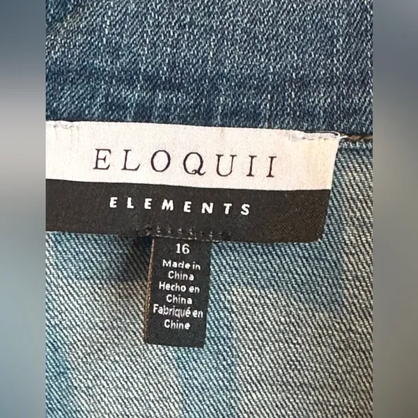 Denim Shirt Dress Plus Size 16 Stretch Belt Eloquii Sz 16 - Image 4