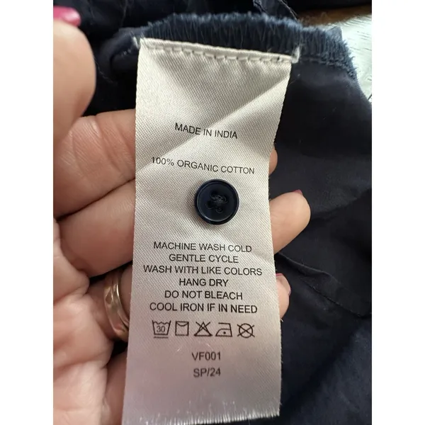 Quince 100% Organic Cotton Poplin Balloon Sleeve Shirt Small Ruched Blue #AAA7-6 - Image 6