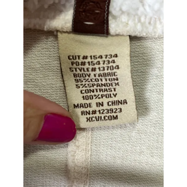 XCVI Ivory Draped Sherpa Collar Open Front Long Vest Cotton Blend Size Large - Image 6