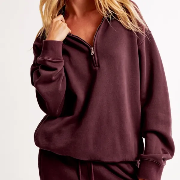 Abercrombie & Fitch Blue Zip-Up Sweater - Image 4