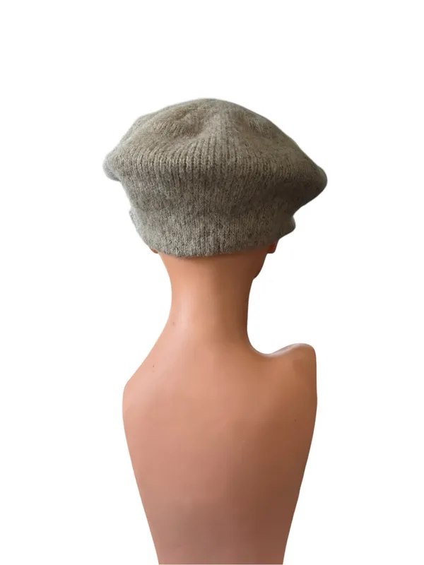 VTG WPL Wool Blend Beret Heather Beige Winter Cozy OS Wide Brim Retro - Image 3