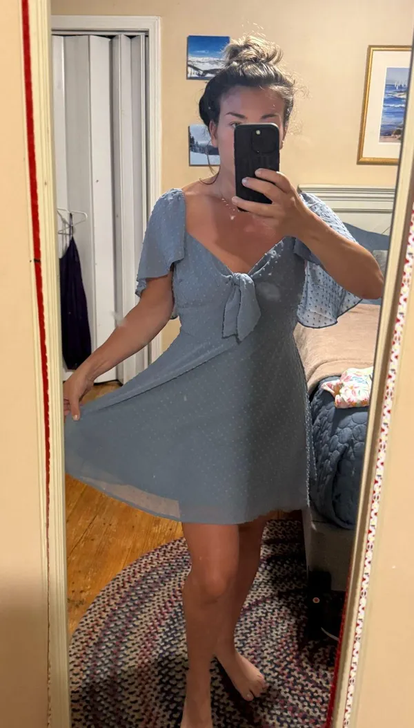 Lulus blue tie front skater dress - Image 2