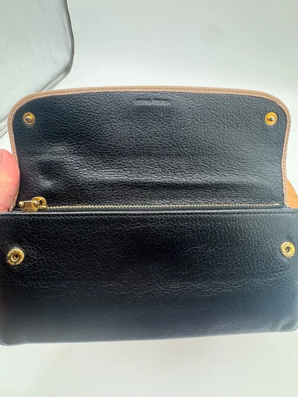 Miu Miu Madras Bicolore Black Beige Leather Continental Long Wallet - Image 5