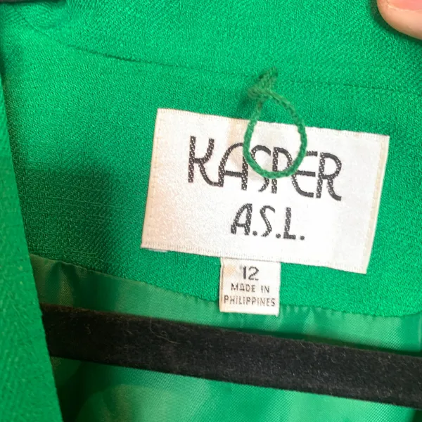 Kasper Skirt Suit Grass Green Sz Medium Short Sleeves - Image 8