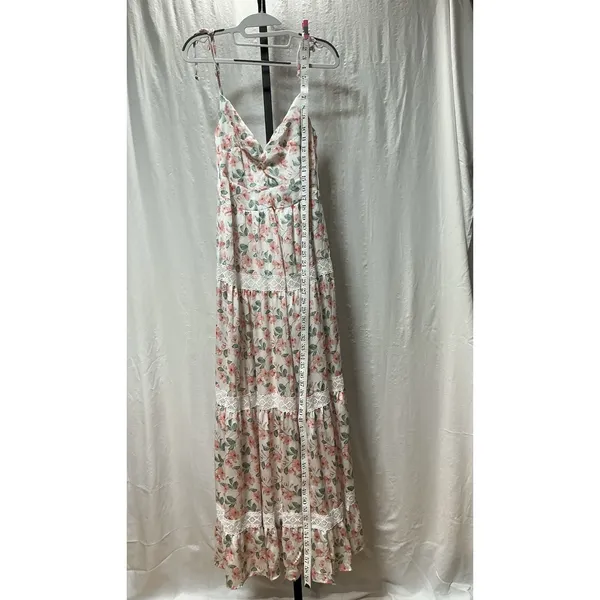 Altar'd State Alyseia Floral Maxi Dress Large Pink Green Lace Trim NWT - Image 2