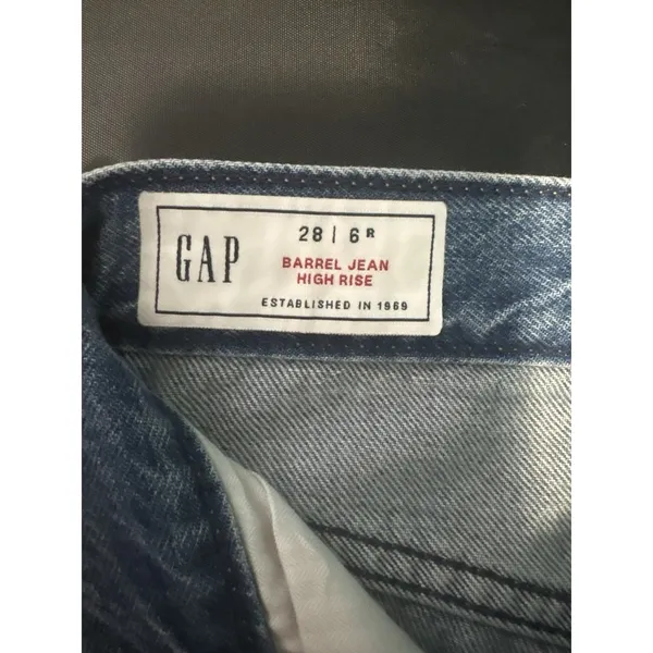 GAP Jeans Women's Sz 28 6R Distressed Loose High Rise Stretch Denim Mom - Image 10