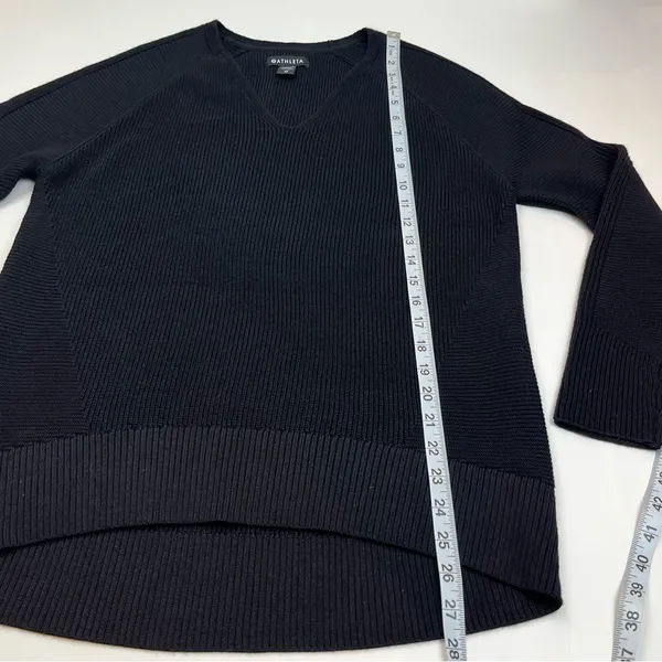 Athleta Women Black Hanover Merino Wool Blend V-Neck Sweater Top Athletic SZ XS‎ - Image 8