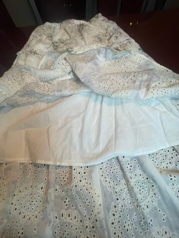 Solitaire Eyelet Lace Floral Maxi Skirt Tiered Ruffle Cottagecore Coquette Large - Image 8