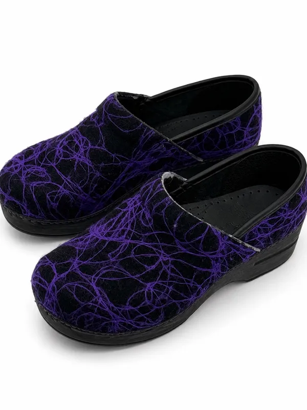 Dansko Professional Wool Clogs 37 Purple Black Nursing Medical Shoes Halloween - Image 4