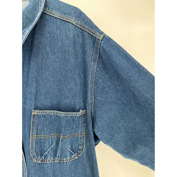 Vintage 90s Denim Chore Jacket Women 22 Blue Button Front Adriana Sport Pockets - Image 11