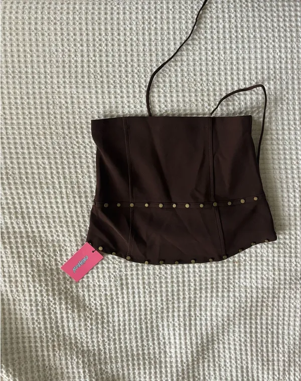 NWT Edikted Darcy Studded Lace Up Corset medium - Image 2