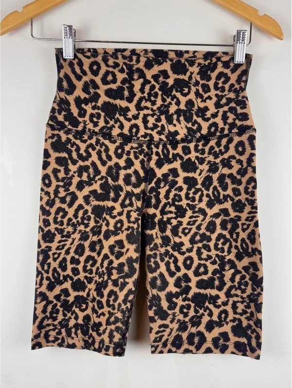 LNA Leopard Print High Rise Bike Shorts Biker Shorts Brown Black Size M - Image 3