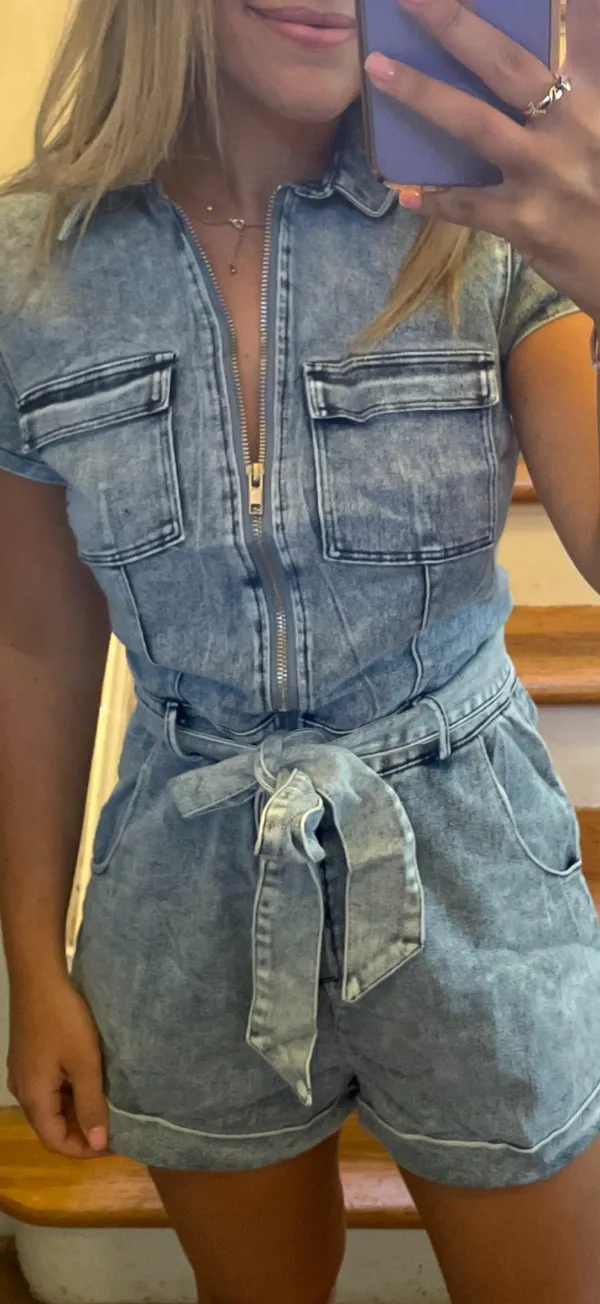 Denim Romper These Three Boutique - Image 3