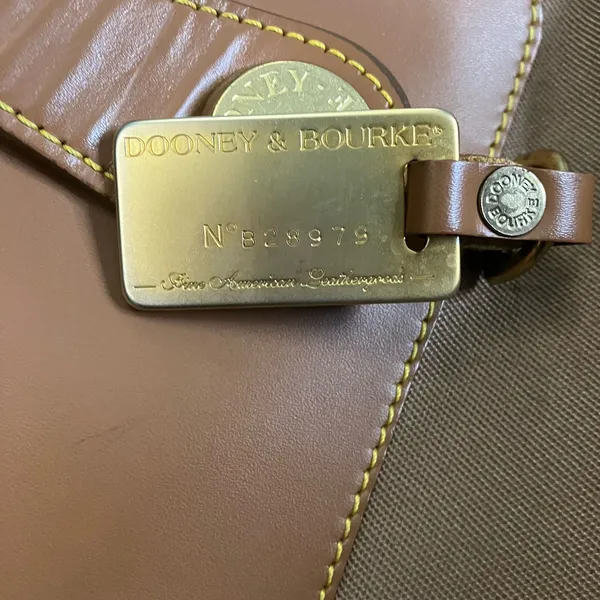 Vintage Dooney and Bourke Leather Trim Canvas Shoulder Bag - Image 5