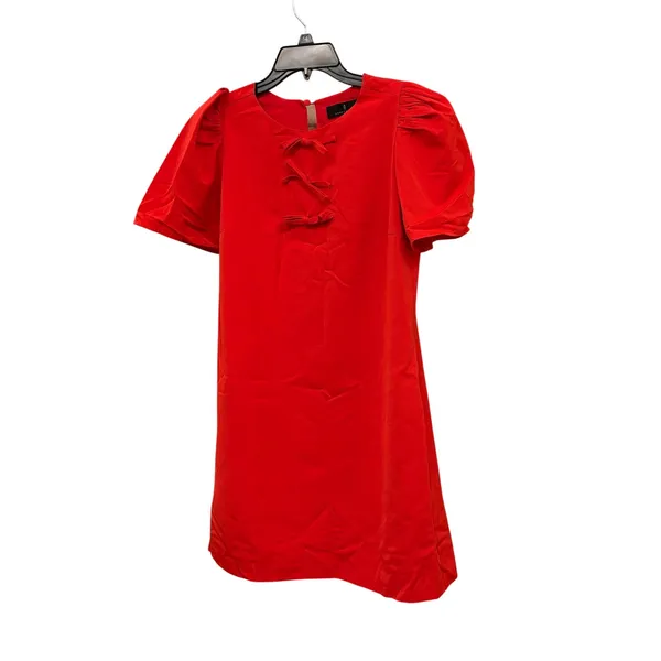 Abbey Glass Red Bow Puff Sleeve Mini Dress Size Medium - Image 2