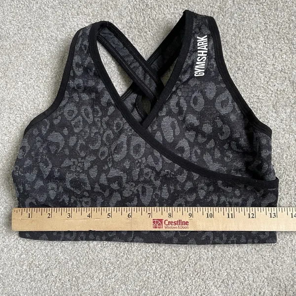 Gymshark Sports Bra Athletic Supportive Black Cheetah Print Cross Back Women's M - Image 10