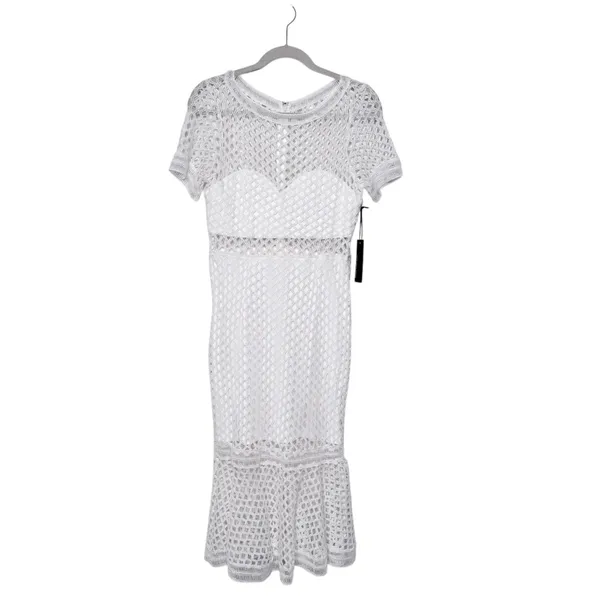 Lulus White Knot Crochet Mermaid Dress Sz M - Image 3