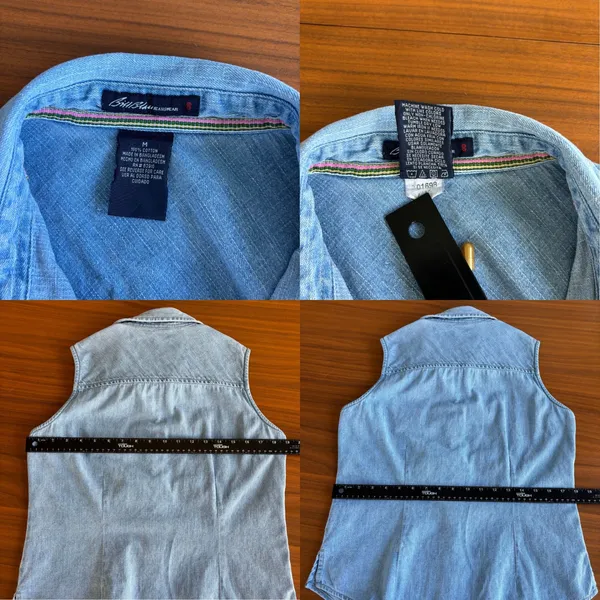 90s Vintage Bill Blass Denim Top M Button Front Western Cottage Coastal Grandma - Image 6