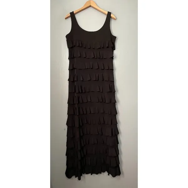 Dark Black Maxi Dress Size S M Sleeveless Tiered Ruffle Whimsigoth Romantic Fair - Image 7