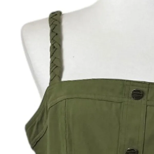 Storia Utility Dress A-line Pockets Button Front Olive Green Women’s Size L NWT - Image 10