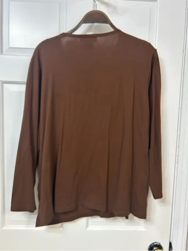 Vintage Embroidered Women’s Brown Long-Sleeve Moose Graphic Tee XXL - Image 3