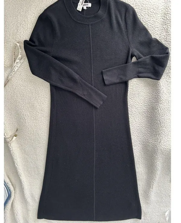 Madewell $168 Merino Wool Sweater Midi Dress Black NT938 Size S - Image 11