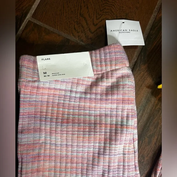 American Eagle Pink Flare High Waisted Pants Regular - Image 4