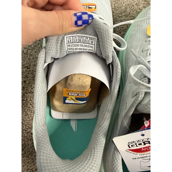 New Skechers Slip-Ins Aero Pulse Gray Aqua Women’s Sneakers Size 6.5 - Image 4