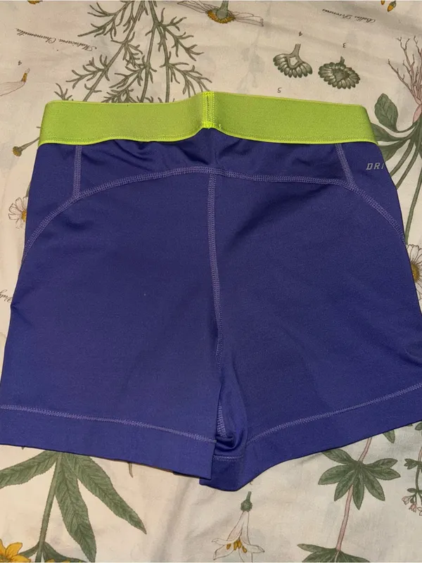 Nike Pro Purple & Volt Compression Shorts - Image 3