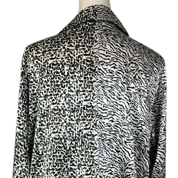 BB Dakota New Satin PJ Set Button Top Shorts Animal Print Women’s Size Medium - Image 9