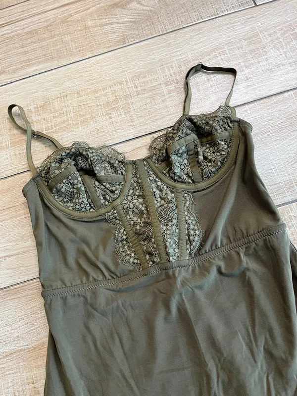 Womens Urban Outfitters Green Lace Mini Lingerie Dress - S - Image 2
