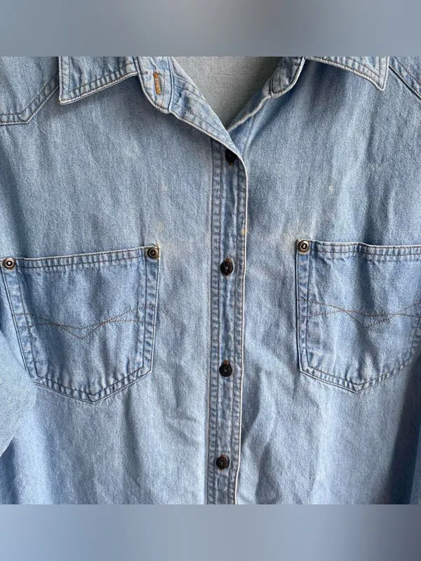 Ladies Justin Allen vintage western denim jean shirt casual fall winter Large - Image 2