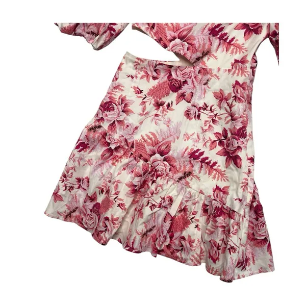 Hello Molly Sweetest Kind Mini Dress Womens X Small Pink Floral Puff Sleeve - Image 5