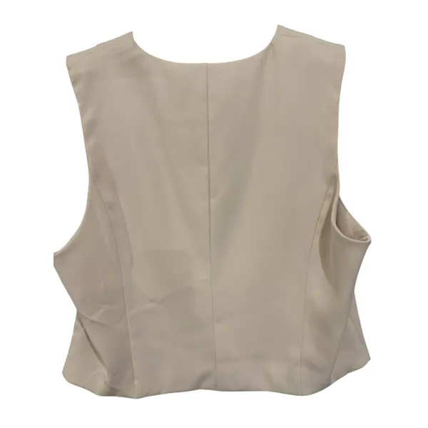Avec Les Filles V-Neck Button Cream Vest Jacket XL - Image 3