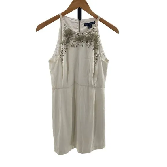 French Connection Size 8 Beaded White Mini Dress‎ Graduation Party Bridal NWT - Image 3