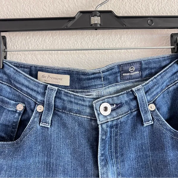 AG Adriano Goldschmied Women's The Premiere Skinny Straight‎ Blue Jeans - Image 4