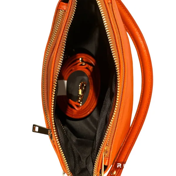 Divina Firenze Italy Lilia Orange Genuine Leather Crossbody Shoulder Purse New - Image 6