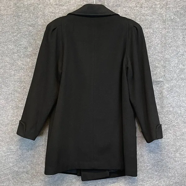 ALORNA Coat Women's Large Black Lapel‎ Collar Double Breasted Wool Blend Winter - Image 9