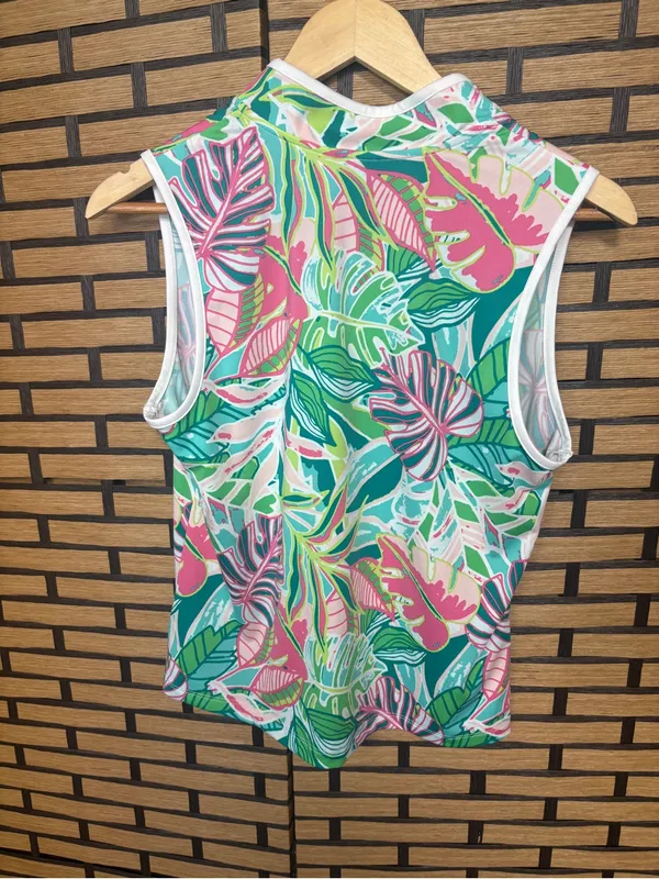 Sigrid Olsen pink and green golf and tennis tank medium - Image 2