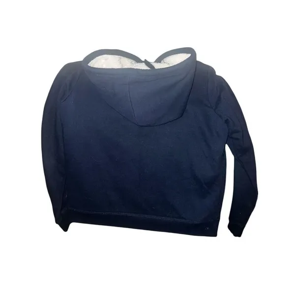 ✨Hollister Co. FAUX SHEARLING-LINED ZIP-UP LOGO GRAPHIC NAVY SZ LARGE HOODIE✨ - Image 6